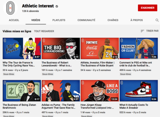 Chaine Youtube Athletic Interest