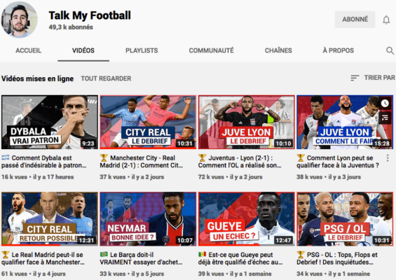 Chaine Youtube Talk to My Football